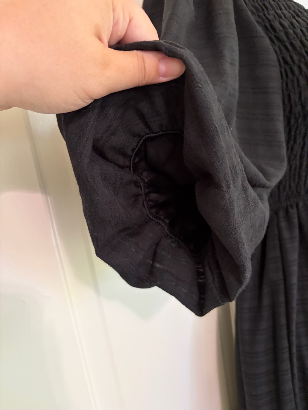 Smocked Puff-Sleeve Black Maxi Dress - Picture 2 of 5